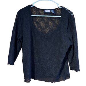 Zoey Beth Black Lace Top = Goth, Grunge, Lace 1XL - NWOT